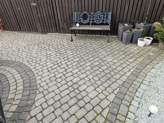 Kostka brukowa przy tarasie przed myciem
